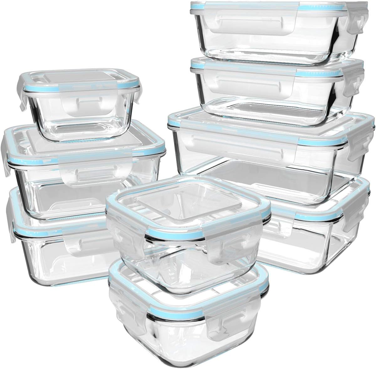 Food Storage Set Glass - 18 Piece Glass Food Storage Containers