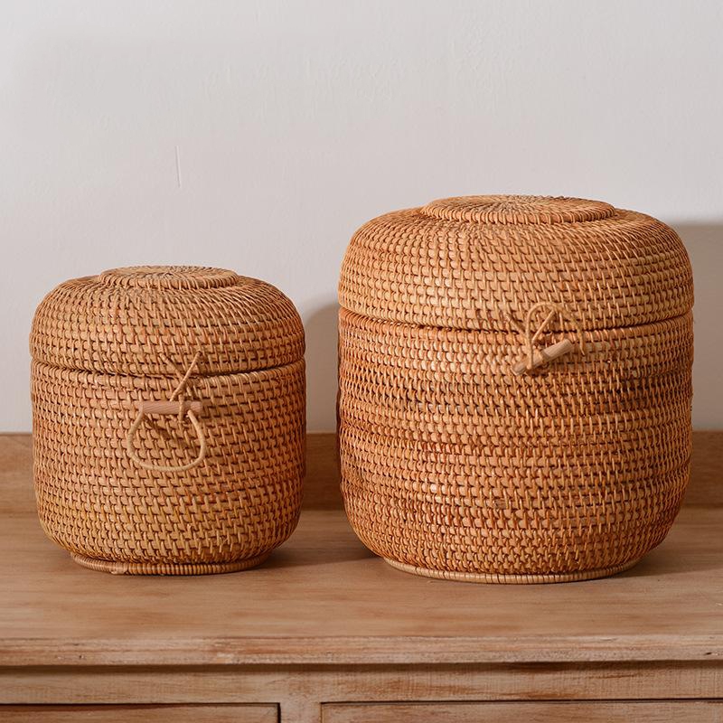 Food Storage Oven Safe - Handwoven Rattan Tea Storage Box With