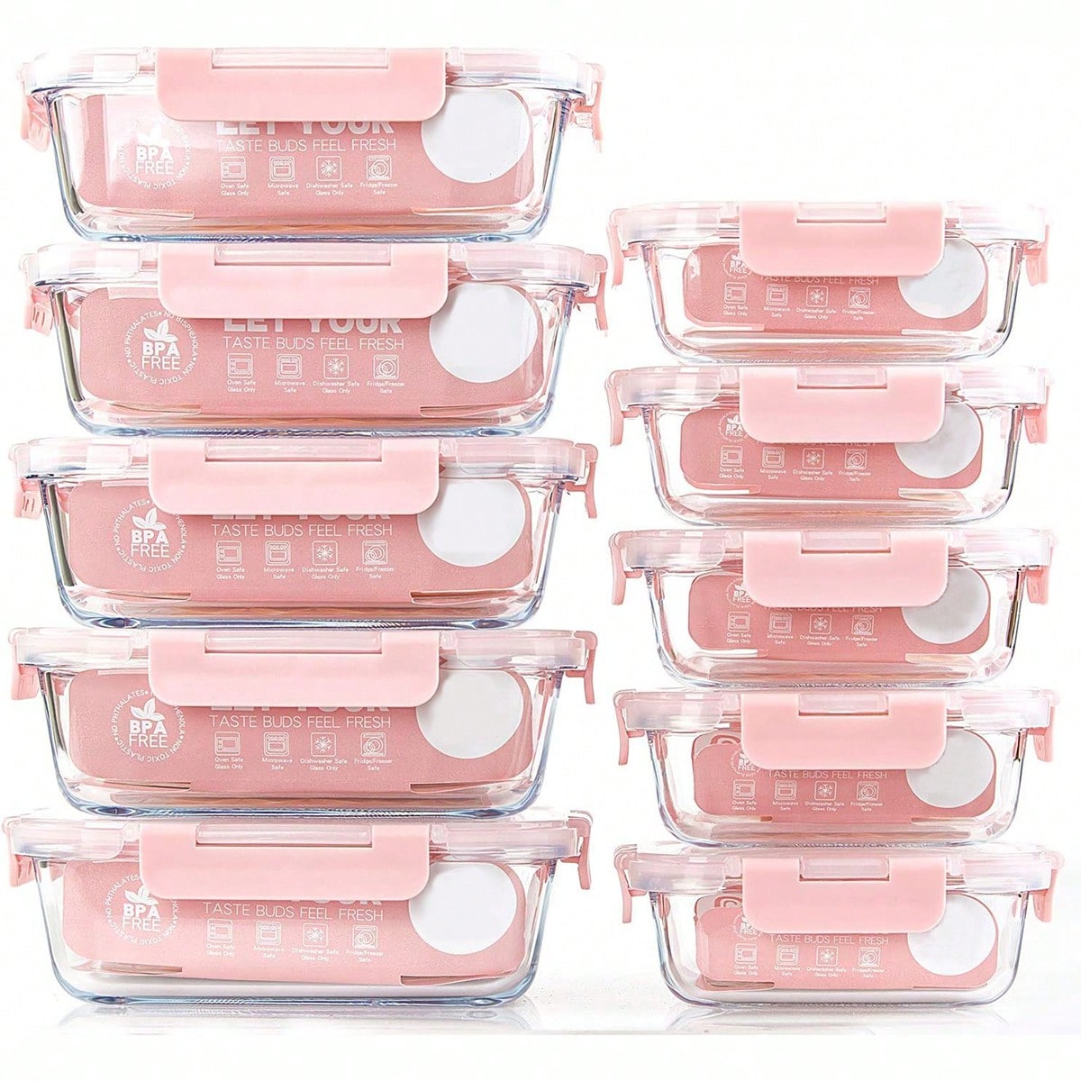 Food Storage Range - 10 Pack Glass Meal Prep Containers,