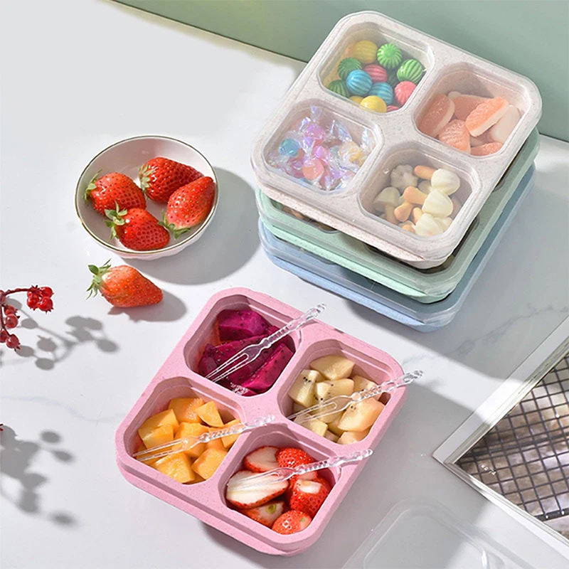 Food Storage Eco Friendly - 4 Grids Food Storage Box Portable
