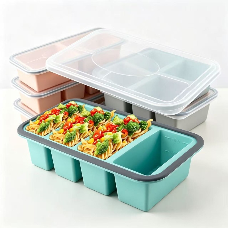 Food Storage Silicone - Silicone Freezer Molds with Lid，Soup Ice