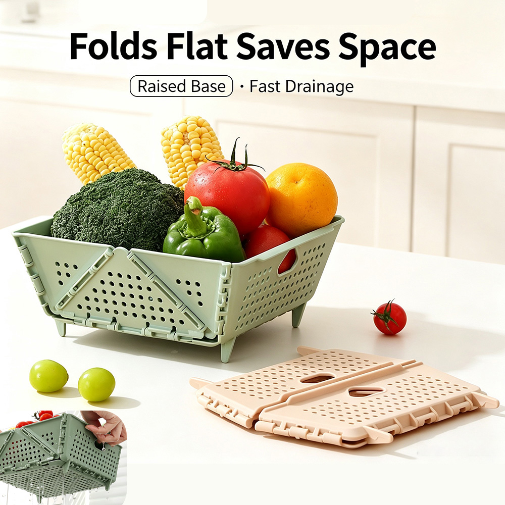 Food Storage With Colander - Foldable Fruit Vegetable Drain Basket Food