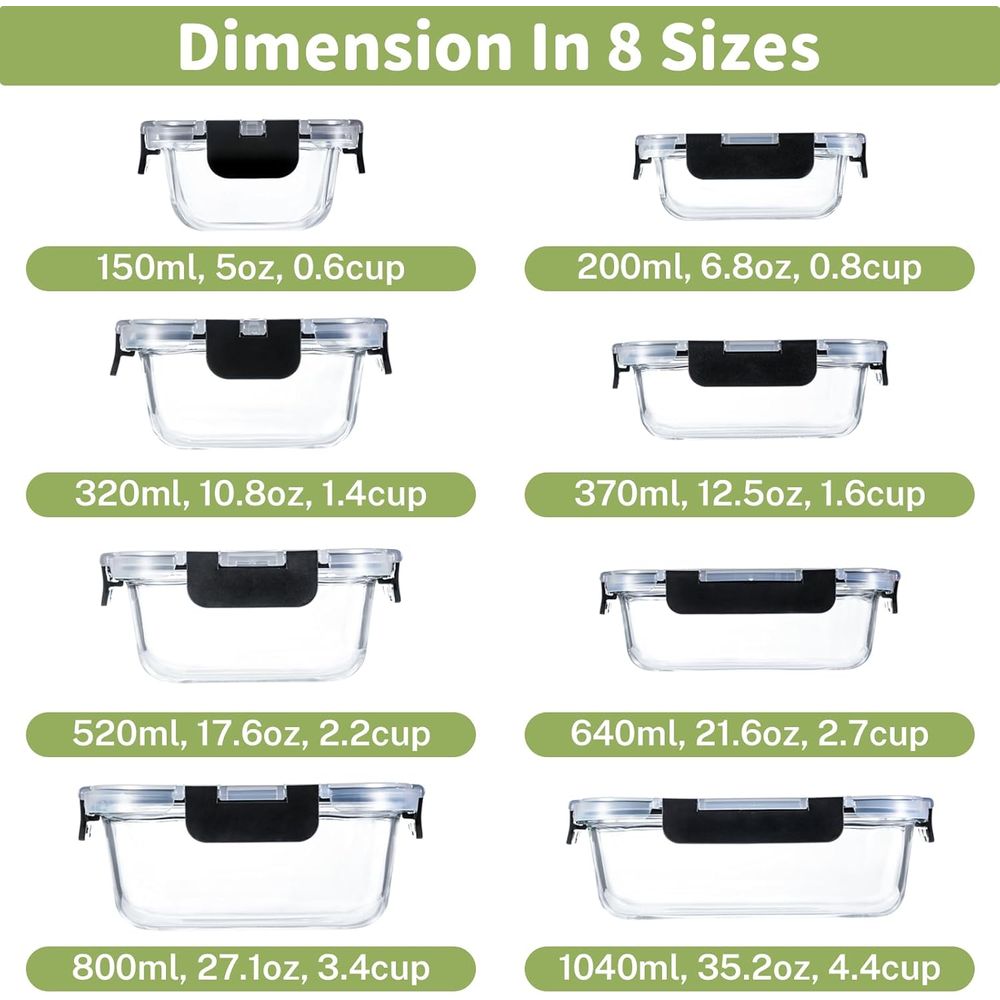 8-Piece Borosilicate Glass Foo - Food Storage Set Glass review and price