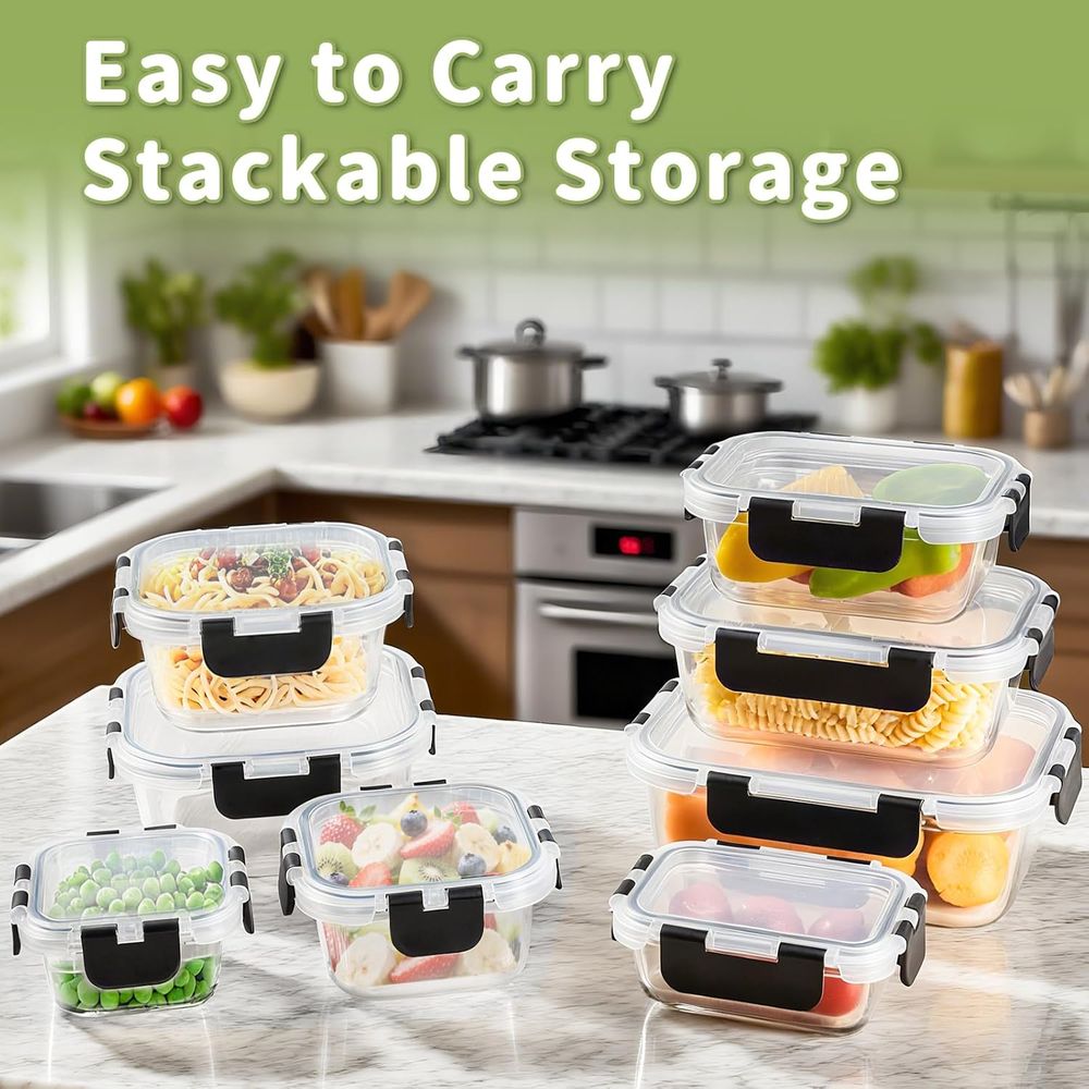 8-Piece Borosilicate Glass Foo - Food Storage Set Glass review and price