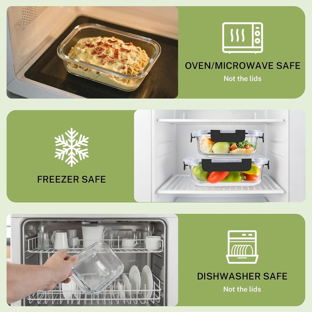 8-Piece Borosilicate Glass Foo - Food Storage Set Glass review and price