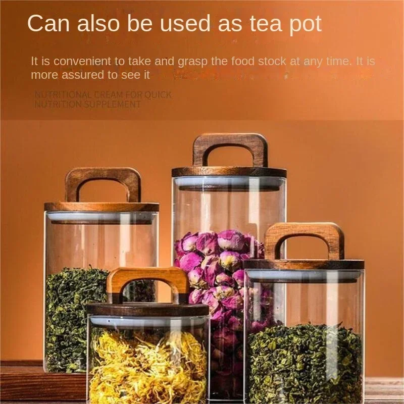 800-2100ml Wood Lid Glass Jar  - Food Storage Glass Containers Large review and price