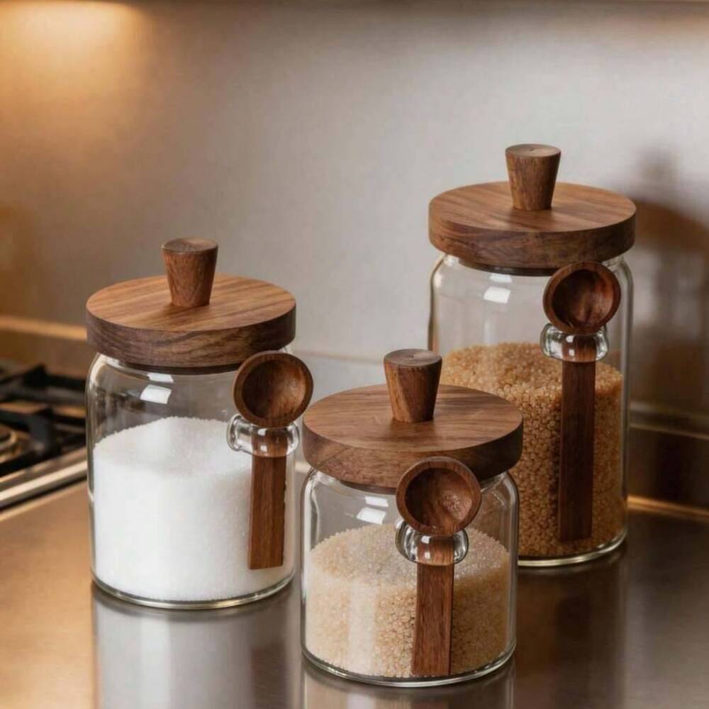 3Pcs Set Clear Glass Jars with - Food Storage Set Glass review and price
