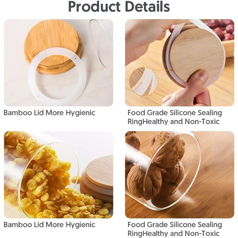 12 Glass Jars Set with Bamboo  - Food Storage Set Glass review and price