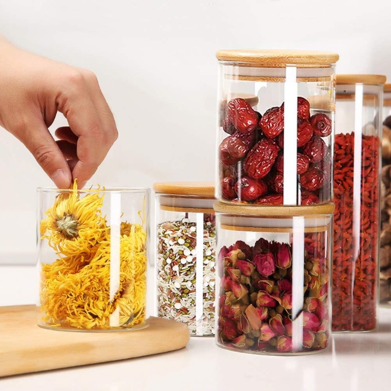 12 Glass Jars Set with Bamboo  - Food Storage Set Glass review and price